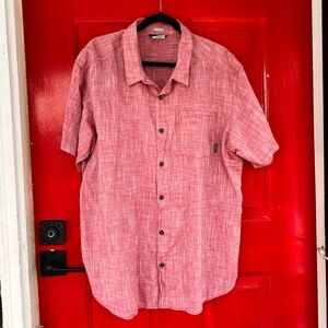 Columbia Men's XXL Short Sleeve Button Up Lightweight Shirt Red Utility Pocket
